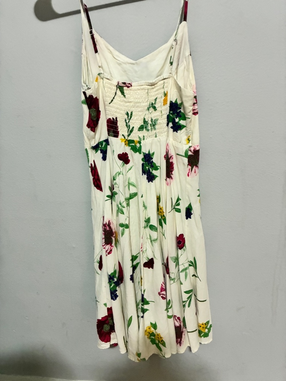 Old Navy White Floral Mini Dress with Red, Green and Yellow Accents